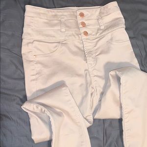 High rise rose gold,cream color jeans worn once